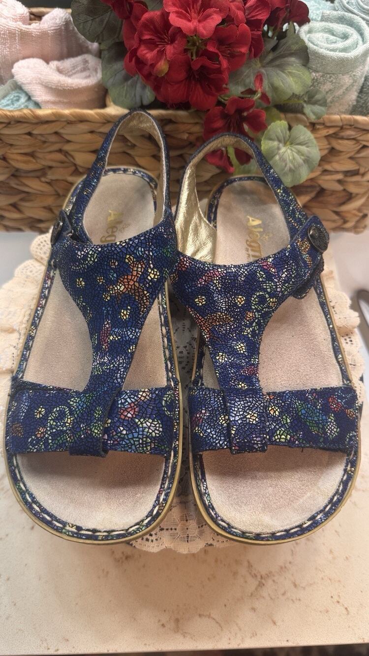Alegria Kendra Birdland Blue Leather Sandal KEN-158 - Womens Size 40